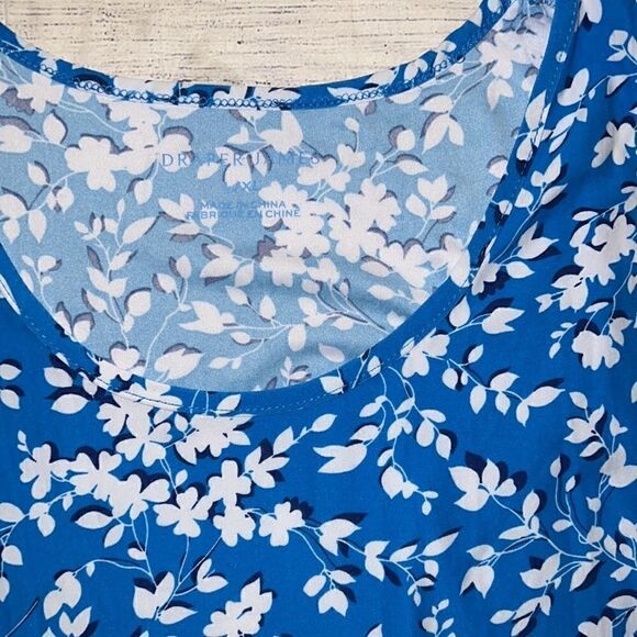 Draper James Blue White Floral Sleeveless Gown Ruffle Trim Sz L/XL Sleepwear - Picture 4 of 7